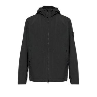 Stone Island Light Jackets, male, Black, Size: 2XL Insulated Hooded Jacket