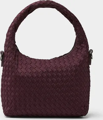 Hvisk Womens Twist burgundy small basketweave bag