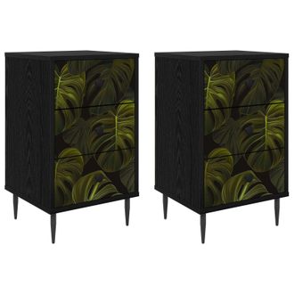vidaXL Mesa De Noche Elburg 2 Uds. Roble Negro 36 X 33 X 61 Cm Vidaxl