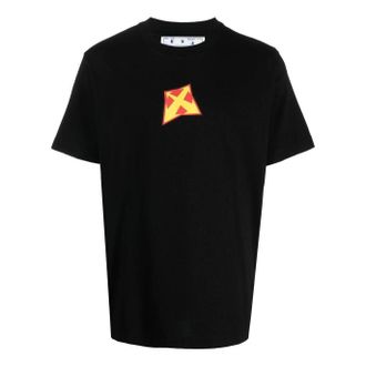 Off-white Mens Off-White Logo Printing Round Neck Pullover Short Sleeve Black T-Shirt OMAA027F22JER0061018