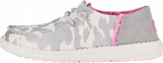 Hey Dude Womens Wendy Funk Cow Print Casual Shoes In Silver And Pink