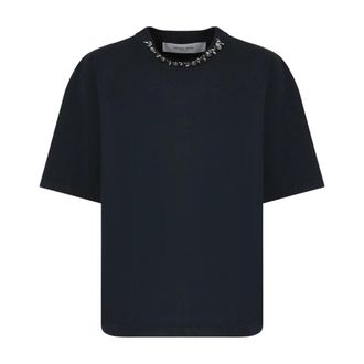 Golden Goose Tops, Dames, Zwart, S, Katoen, Kristalversierd Zwart T-shirt