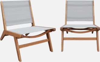 Sweeek Sill&oacute;n Relax De Madera De Acacia Y Textilene, Set De 2
