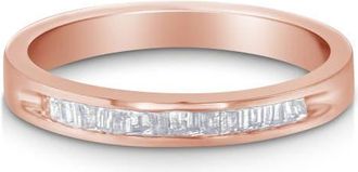 House of Brilliance 10K Rose Gold over Silver 1/5 Cttw Diamond Channel Set Stackable Band Ring at Nordstrom, Size 7.25