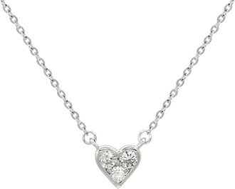 Suzy Levian 14K Yellow Gold.18 cttw Diamond Heart Necklace