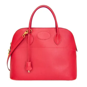 Herm&egrave;s Bolide Courchevel Red Leather Handbag (Pre-Owned)