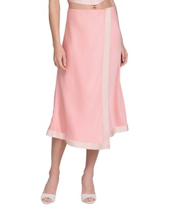 Avec Les Filles Asymmetrical Faux Wrap Midi Skirt