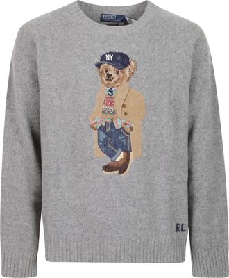 Polo Ralph Lauren Jersey de cuello redondo Heritage Bear en mezcla de lana - Knitwear - Hombre - Gris - L