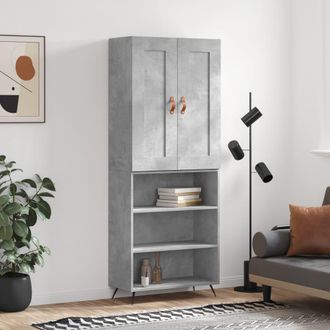 vidaXL Aparador Alto Madera Contrachapada Gris Hormig&oacute;n 69,5x34x180 Cm Vidaxl