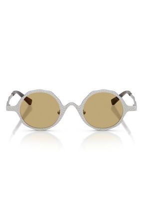 Emporio Armani 41mm Round Sunglasses in Matte Silver/Green at Nordstrom