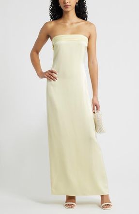 BP. Strapless Satin Gown in Yellow Frost at Nordstrom, Size Xx-Small