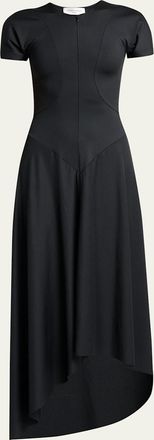 Victoria Beckham Zipped-Front Asymmetric Midi Dress