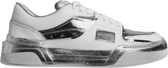 Dolce & Gabbana Zilveren leren lage sneakers - Dames - Sneakers - Wit - 39 EU - Leer - Schoenen