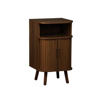 Sweeek Mesita con efecto madera ranurada, 2 puertas correderas, madera de