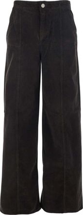 Twinset Broeken, Dames, Bruin, S, Broeken met riemlussen in geribbelde velvet