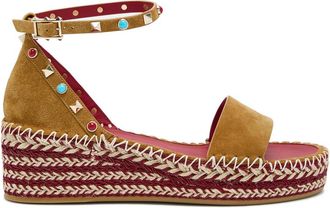 Valentino Rockstud 45 Suede Wedge Espadrilles - Black - 37 (IT37 / UK4)