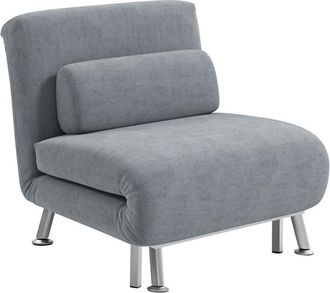 HOMCOM Homcom - Folding 5 Position Convertible Sleeper Bedroom Chair Bed Grey