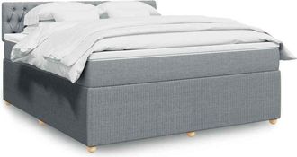 vidaXL Vidaxl - Cama Box Spring Con Colch&oacute;n Tela Gris Claro 180x200 Cm