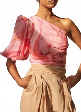 AIIFOS Megan One Shoulder Top In Sunset Breeze Pink