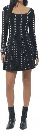 Adelyn Rae Kira Squareneck Stripe Sweater Mini Dress In Black