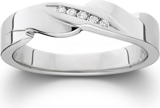 Pompeii3 Mens Diamond Wedding Ring 10K White Gold Size Selectable