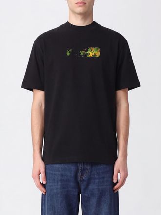 Off-white T-shirt girocollo in cotone con stampa grafica e spalle cadute