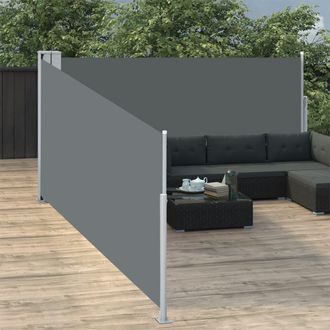 Berkfield Home Retractable Side Awning Anthracite 100x1000 cm in Black
