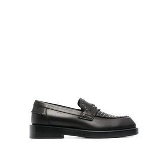 Versace Black Leather Slip-On Mens Loafers