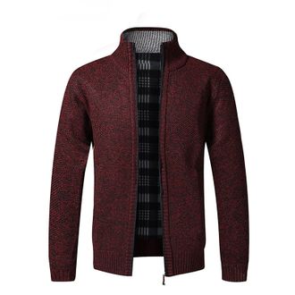Generic RLEHJN Mens Cardigans UK Clearance Knitted Jumper Jackets Solid Color Cardigans Stand Collar Knitted Cardigan Sweater Full Zip Long Sleeve Warm Jumper