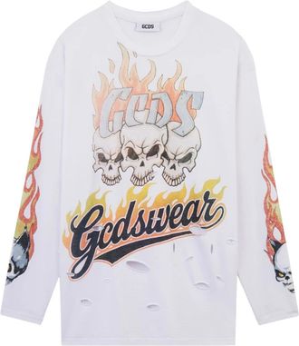 GCDS Riders Long Sleeve T-shirt - Heren - Longsleeves - Veelkleurig - XL - Katoen - Tops