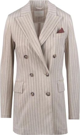 Circolo 1901 Blazers, female, Beige, Size: 3XL Giacca doppiopetto a righe