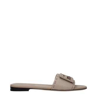 Fendi Mujers Sandalias Y Zuecos Piel Gris/Taupe