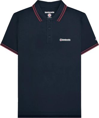 Lambretta Heren Groot en lang getipt poloshirt (Donker marine/Bourgondi&euml;)