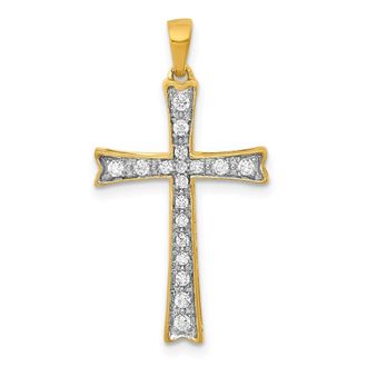 Diamond2Deal 14k Yellow Gold Lab Grown Diamond Cross Pendant (0.19ct, VS, G-H)