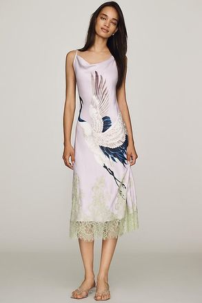 Maeve Cowl-Neck Lace Trim Sleeveless Midi Dress
