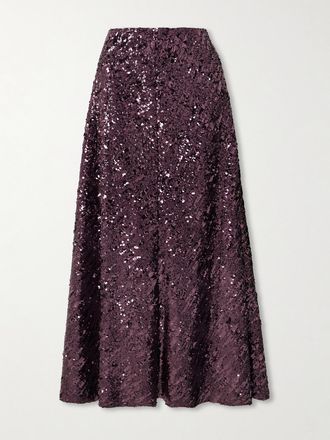 Paco Rabanne Gonna Maxi In Chiffon Con Paillettes - Viola