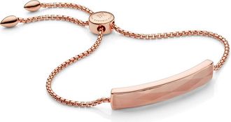 Monica Vinader Rose Gold Baja Facet Bracelet Rose Quartz