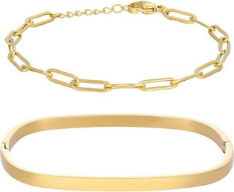 Adornia Set of 2 Chain & Cuff Bracelets in Gold at Nordstrom Rack