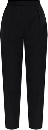 Balmain Wollen broek met plooien - Dames - Broeken - Zwart - XS - Wol - Broeken