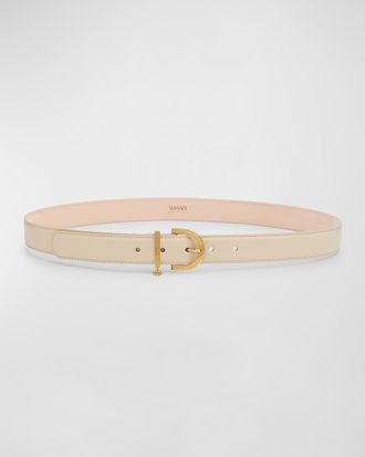 Versace Medusa Charm Leather & Brass Belt