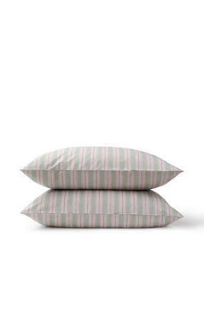 Christy Calder Stripe Cotton Percale Pillow Sham Pairs in Pink at Nordstrom, Size Standard