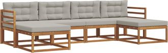 vidaXL Conjunto De Sof&aacute;s De Exterior 6 Uds. Natural Y Gris Claro Vidaxl