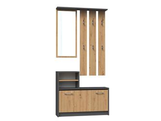 Topeshop Topeshop - Vittoria - Armario Recibidor - Colgador De Pared + Espejo + Zapatero - 180x85x24 - Armario Recibidor