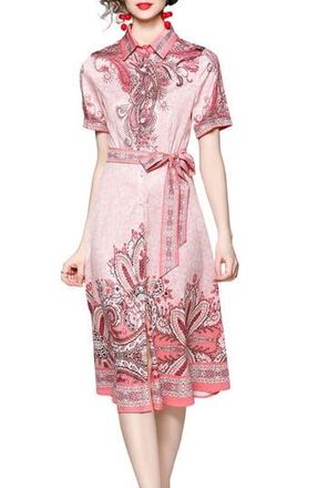 Kaimilan Paisley A-Line Midi Dress in Pink at Nordstrom Rack, Size 6