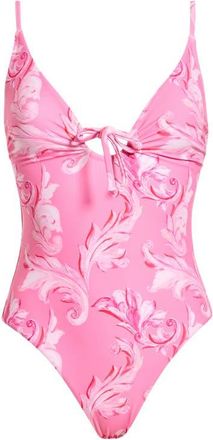Milly Canopee Ruched Loop One-Piece Swimsuit in Pink Multi at Nordstrom, Size X-Small