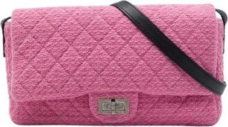 Chanel Pre-owned Quilted Tweed Crossbody Bag - Dames - Vintage Schoudertas - Roze - ONE Size - Tweed - Vintage