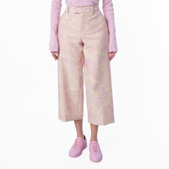 Burberry Rose Print Wool-Blend Trousers, Brand Size 10 ( US Size 8 )