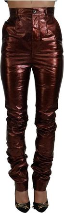 Dolce & Gabbana Metallic Bronze High Waist Skinny Jeans - Dames - Slim Fit Broeken - Bruin - S - Denim - Broeken
