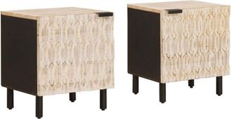 vidaXL Armario De Noche 2 Pcs 40 X 33 X 46 Cm Madera De Mango Maciza Vidaxl