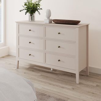 Melody Maison Large 6 Drawer Chest Of Drawers - Rowley Taupe Grey Range in Beige